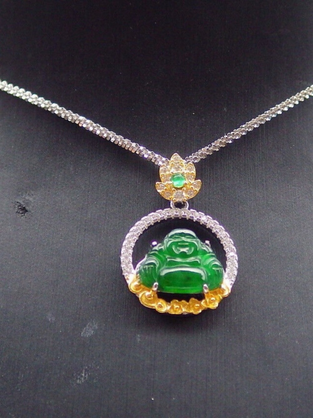 Certified Icy Green Silver 925 100% A JADE Jadeite pendant Buddha God 佛公